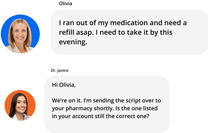 Image of a chat within doctor and pacient