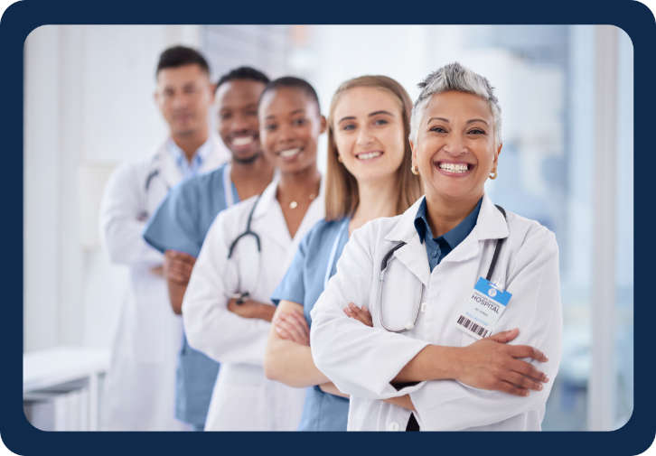 an image of happy doctors and nurses